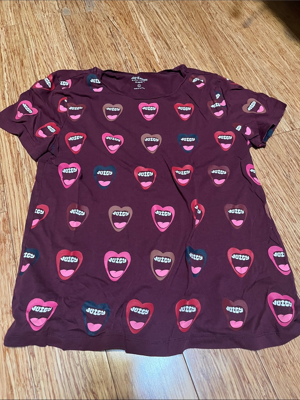 Juicy Couture Girls' Burgundy Heart Logo Tee